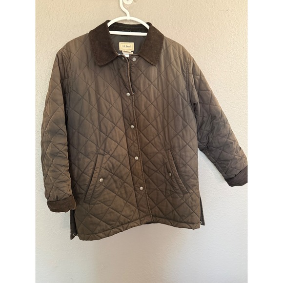 LL Bean Jackets & Blazers - Y2K LL Bean Womens Quilted Barn Jacket SZ Sm Brown Corduroy Chore Snap Closure
